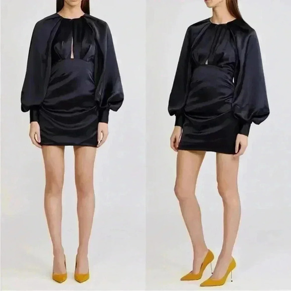 NWT - ACLER Paringa Satin Blouson Balloon Sleeve Size 4 Midnight - Navy Blue - Picture 15 of 15